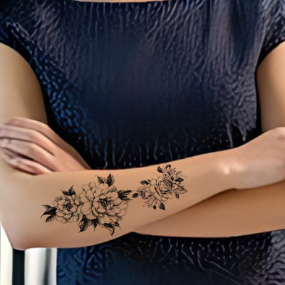 stylizeink Real Rose Wih Leaf Waterproof Temporary Body Tattoo Boys Girls(Real Rose Wih Leaf)