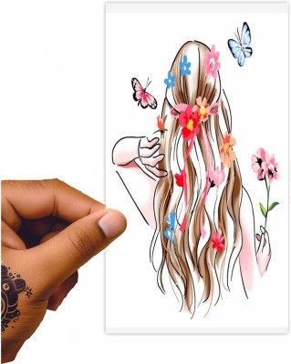 voorkoms Cute Girl Hair Temporary Tattoo For Male And Female Fake Tattoo Waterproof(Cute Girl Hair Tattoo)