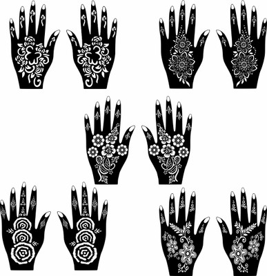 voorkoms Elegant & Easy To Apply Henna Combo Mehndi Stencil Stickers For All Events(Easy To Use Mehndi Stencil Sticker Combo For Girls & Women)