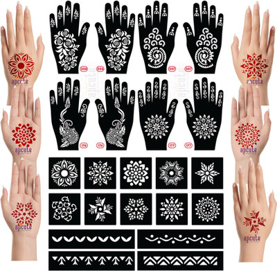 APCUTE mehendi designs stencil Set of 22 pieces(mehendi designs stencil Set of 22 pieces)