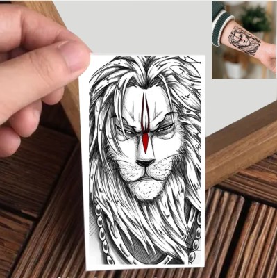 Vanvati(Black And White Lion With Long Hair Temporary Tattoo)