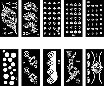 voorkoms Quick Finger Mehndi Stencil Combo For Brides And Girls’ Events(Easy To Apply Mehndi Stencil Sticker Combo For Girls & Women)