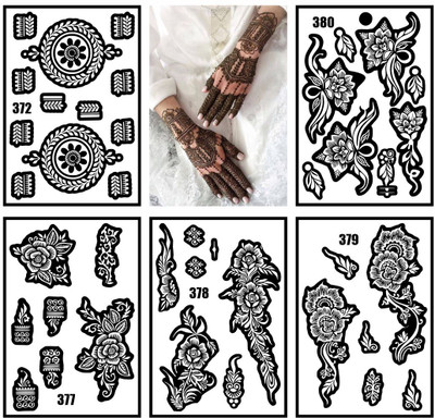komstec Easy Peel Combo Mehndi Stencil Sticker For Beautiful Hand(Easy To Use Mehndi Stencil Sticker For Girls & Women)