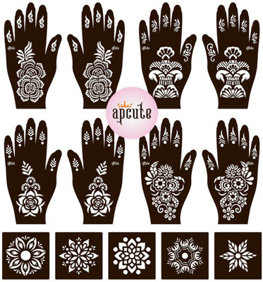 APCUTE mehandi stencil for full hand 13pc set | Mehndi Stencil Sticker for Full Hand(mehandi stencil for full hand 13pc set | Mehndi Stencil Sticker for Full Hand)