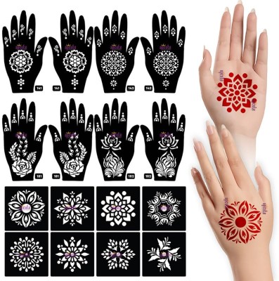 KICKWIX Henna Tattoo Stencil Women Girls Hand Finger Paint Temporary(FLORAL)