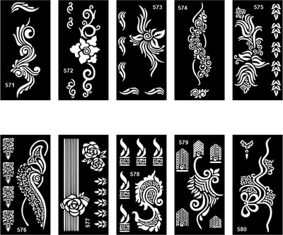 voorkoms Unique Henna Design Stencil Sticker Combo For Family and Festive Functions(Easy To Apply Mehndi Stencil Sticker Combo For Girls & Women)