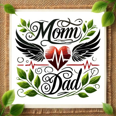 surmul Mom Dad Wing, Heart, Leaf Tattoo For Male & Female Long-Lasting Sticker(Maa Paa Design Temporary Tattoo Skin Friendly Peel And Stick Tattoo)