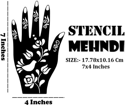 surmul Amazing Combo Of Mehndi Stencils for Family Functions & Festivals Pack Of 2(Easy To Use Henna Mehndi Stencil Sticker For Palm & Finger)