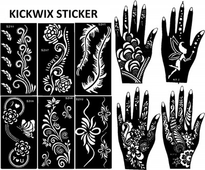 KICKWIX Heena stencil sticker reusable,for Both Hand Mehandi Stencil Sticker Design 1787(FLORAL)