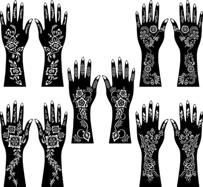 Temporary Tattoowala(Easy To Use Mehndi Stencil Sticker Combo For Girls & Women)