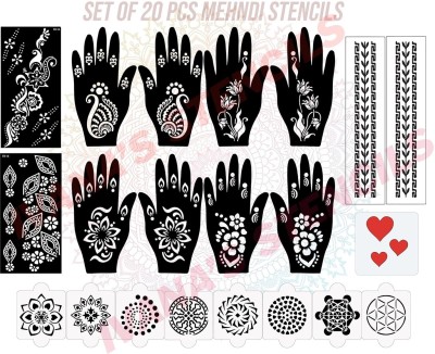 KICKWIX Henna Tattoo Stencil Women Girls Hand Finger Paint Temporary Tattoo (FLORAL)(FLORAL)