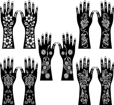 komstec Modern & Easy Peel Combo Mehndi Stencil Sticker For Front Hand & Back Hand(Easy To Use Mehndi Stencil Sticker Combo For Girls & Women)