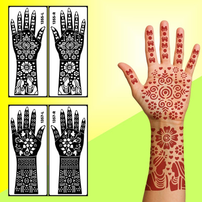 komstec Bridal Mehndi Stencil Combo Set Ready-To-Use Waterproof Templates(Easy-to-Use Henna Mehndi Stencil Sticker For Girl And Women)