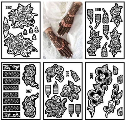 surmul Modern Design Combo Mehndi Stencil Stickers For Both Hands(Easy To Use Mehndi Stencil Sticker For Girls & Women)