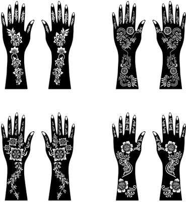 voorkoms Unique Desinges Mehndi Stencil Sticker Pack For Girls And Women Festivals(Easy Mehndi Stencil Combo Sticker For Womens & Girls)