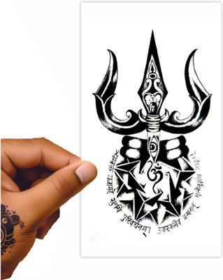 voorkoms Om With Trisul Temporary Tattoo Stickers For Male And Female Fake Tattoo(Om With Trishul Tattoo)