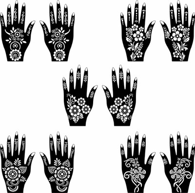 Ordershock Artistic Festival Combo Mehndi Stencil Sticker Pack For All Events(Easy To Use Mehndi Stencil Sticker For Girls & Women)