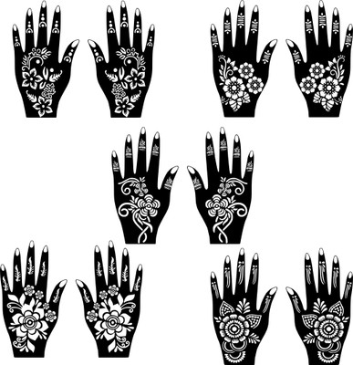 Temporary Tattoowala Quick Mehndi Stencil Combo Stickers Set For All Function & Big Day(Easy To Use Mehndi Stencil Sticker Combo For Girls & Women)