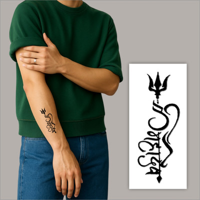 surmul Mahadev With Trishul Art Temporary Tattoo Sticker For Male & Female Waterproof(Skin Friendly Temporary Sticker For Male & Female Waterproof Tattoo Sticker)