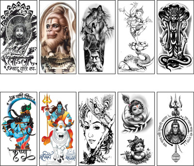 Vanvati Mahadev, Hanuman Ji, Krishna, Khatu Shyam Baba,Trishul Temporary Tattoo Sticke(Temporary Tattoo Sticker, Fake Tattoo Sticker, Skin friendly Tattoo)