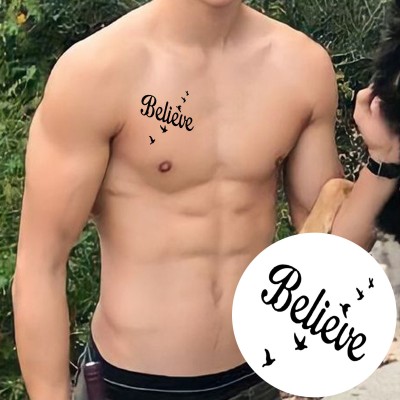 stylizeink Large Temporary Tattoo Waterproof, Realistic Look, No Adhesive, No Reflection(Believe Birds Black Design)