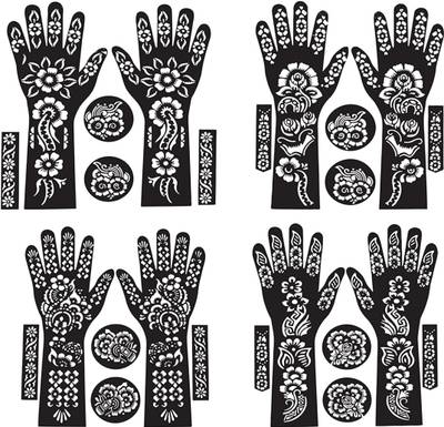 KICKWIX Henna Tattoo Stencil Women Girls Hand Finger Paint Temporary Tattoo