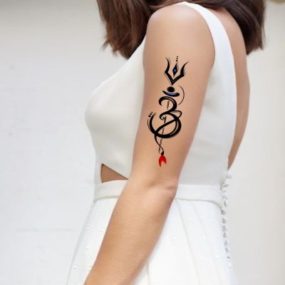 stylizeink Om With Trishul Temporary Tattoo For Waterproof Tattoo For Men and Woman(Om With Trishul)