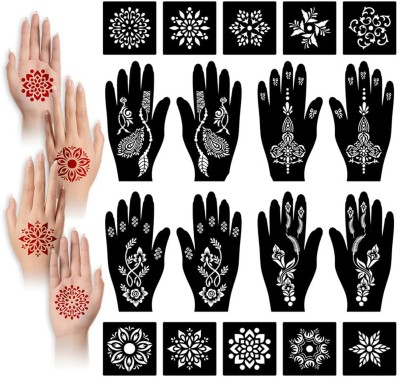 KICKWIX Henna Tattoo Stencil Women Girls Hand Finger Paint Temporary(FLORAL)