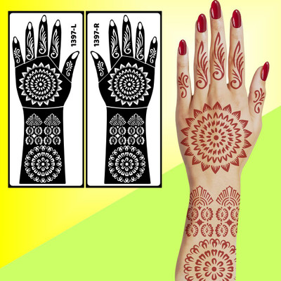 Ordershock Elegant Floral Pattern Bridal Mehndi Stencil Sticker For Bride’s Special Day(Easy To Use Mehndi Stencil Sticker For Girls & Women)