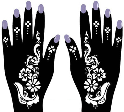 KICKWIX Henna Tattoo Stencil (Set of 2) Women Girls Hand Finger Paint Temporary Tattoo(Floral)