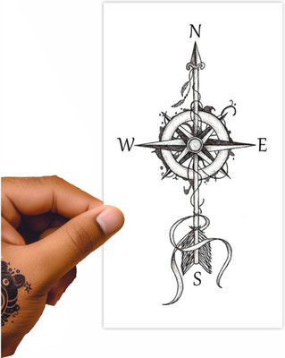 voorkoms Compass Temporary Tattoo Sticker For Male And Female Tattoo Sticker(Compass Tattoo)