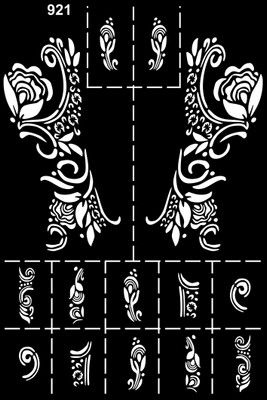 Temporary Tattoowala Traditional Flower Pattern Mehndi Stencil With Elegant Leaf & Swirl(Great for festivals, weddings & beginners no artist needed)