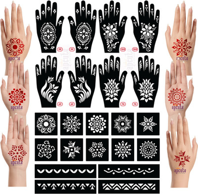 APCUTE henna stencil reusable(henna stencil reusable Combo Pack of 22 pieces)