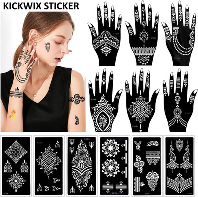 KICKWIX Heena stencil sticker reusable,for Both Hand Mehandi Stencil Sticker Design 1776(FLORAL)