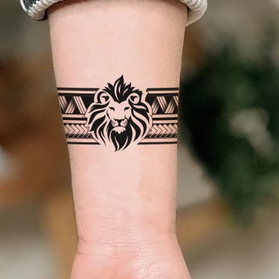 Vanvati Lion hand Band Temporary Tattoo For male And Female tattoo sticker(Lion Hand Band Temporary tattoo)