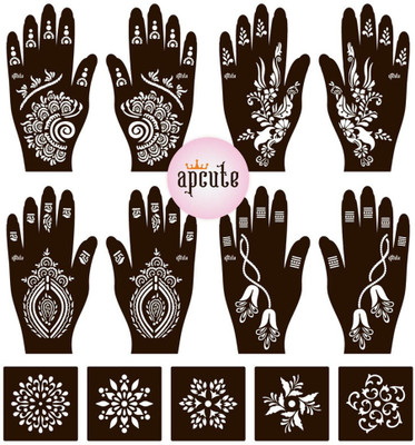 APCUTE(mehendi stickers design 13pc set | Mehandi Stencil Stickers for Full Hand)