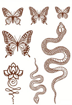 Buzzhub Design with Flower Henna Temporary Waterproof Body Tattoo For Women and Girls(Arabesque Design with Flower Henna)
