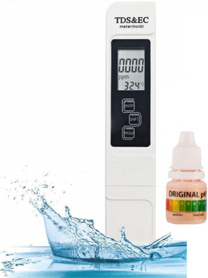 AMPEREUS RO TDS/EC Meter with Ph. Drop, Temperature Tester Pen Type 3 In 1 Function Conductivity Water Quality Measurement TDS&EC Tester 0-9990ppm (Drop 1, TDS/EC Meter 1) Digital TDS Meter