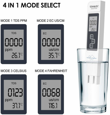 Kipskart TDS EC Meter Digital Water Test Meter, TDS Temperature & Conductivity Meter 3 in 1, 0-9999 ppm Digital TDS Meter