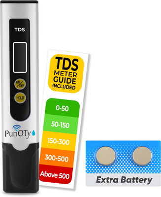 PuriOTy TDS Meter with Temperature, Water Quality Tester for Water, 999 PPM Black-White Digital TDS Meter