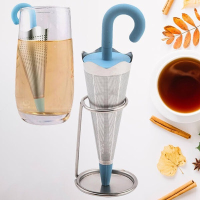 Oblivion Reusable Cute Umbrella Tea Strainer With Tray / Stand (1 Pc) Tea Strainer(Pack of 1)