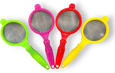 WHALECRAFT Plastic Tea Strainer, Fine Mesh Wire Sieve with Non-Slip Handles Multicolor Tea Strainer(Pack of 4)