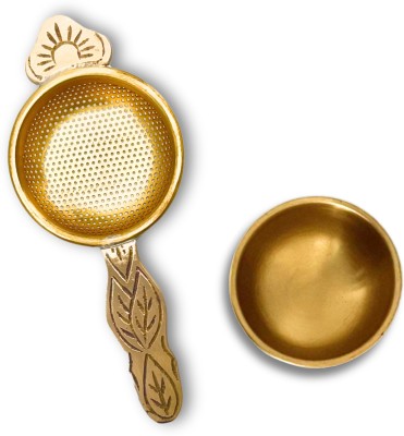 Tavasyam Tea Strainer | with Drip Bowl | Brass Tea Infuser | Chai Chalni/Channi Tea Strainer(Pack of 1)