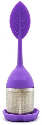 MobFest ® Silicone Tea Infuser for Green Tea Leaf Shape Handle With Silicone Drip Tray, Tea Strainer(Pack of 1)