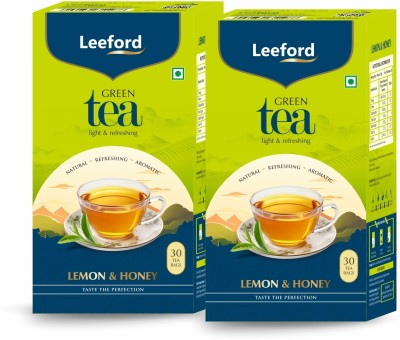 Leeford Green Tea Lemon & Honey for Weight Loss and Boost Energy, 60 Honey, Lemon Green Tea Bags Box(2 x 30 Bags)