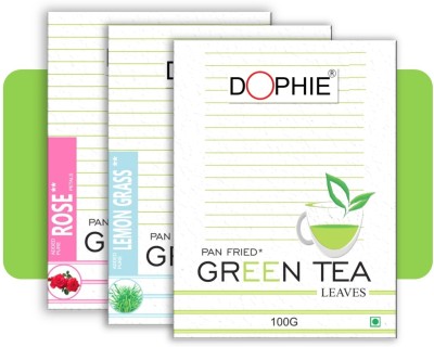 dophie loose leaf green tea-1, lemon Grass green Tea-1, Rose Tea -1 (300g) Rose, Lemon Grass, Unflavoured Green Tea Box(3 x 100 g)