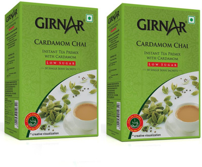 Girnar Premix Low Sugar Cardamom 10TB P2 Cardamom Instant Tea Box(2 x 10 Sachets)