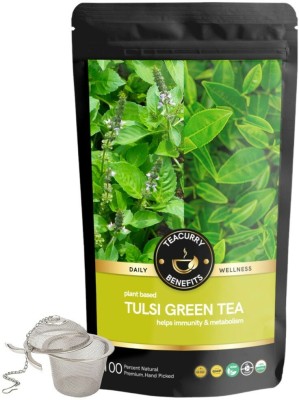 TEACURRY Tulsi Green Tea - 250 Gms Loose Tea + Infuser | Helps in Immunity, Stamina, Metabolism Green Tea Pouch(250 g)