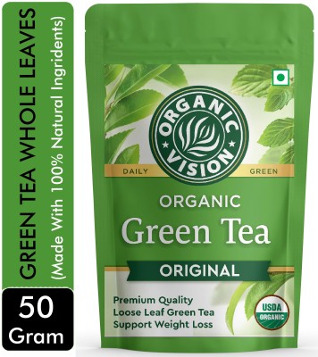 Organic Vision Pure Green Tea 50gram (Whole dried leaf) Unflavoured Green Tea Pouch(50 g)