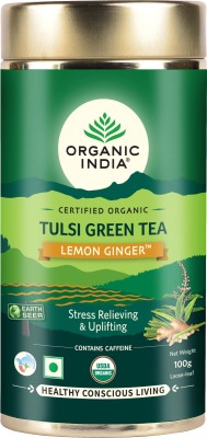 ORGANIC INDIA Tulsi Green Tea Lemon Ginger 100 gm tin Green Tea Tin(100 g)